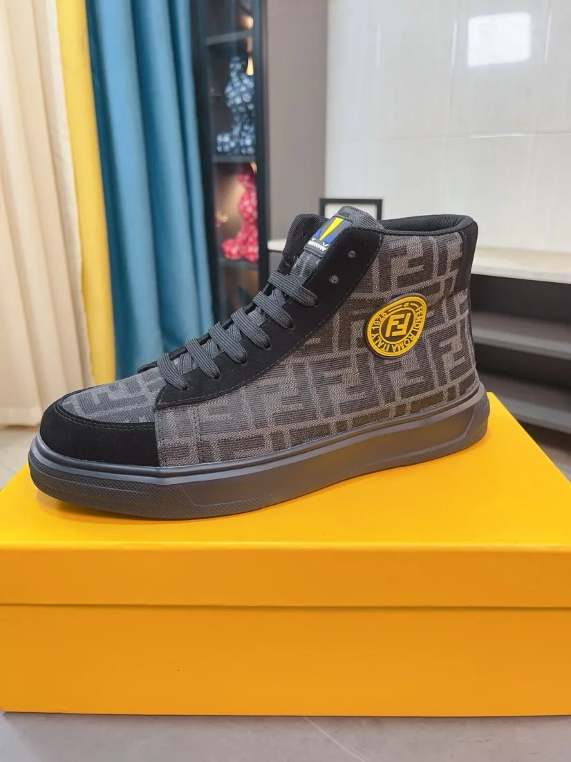 Men's shoes 💰440🌹🌹【fendi Fendi】: 🔝High-end brand of men's shoes: high-top series: official website 1:1 latest masterpiece: the upper is made of brand fabric with imported cowhide technology, ➕🐑made in sheepskin👍, making walking more convenient and comfortable, a stunning work, compared with the official quality, the beautiful 1:1 replica [color]! Create a fashionable personality to set off your uniqueness! A must-have for trendy men! 🔥Size: 38-44.